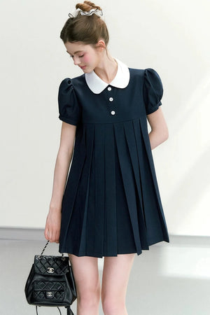 Elegant Navy Puff Dress
