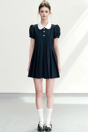 Elegant Navy Puff Dress