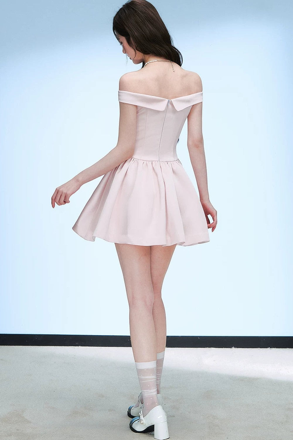 Elegant Off-Shoulder Pleated Dress
