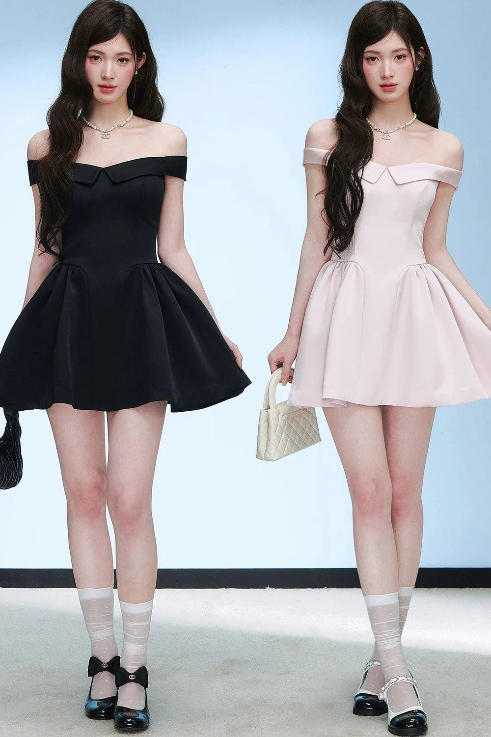 Elegant Off-Shoulder Pleated Dress