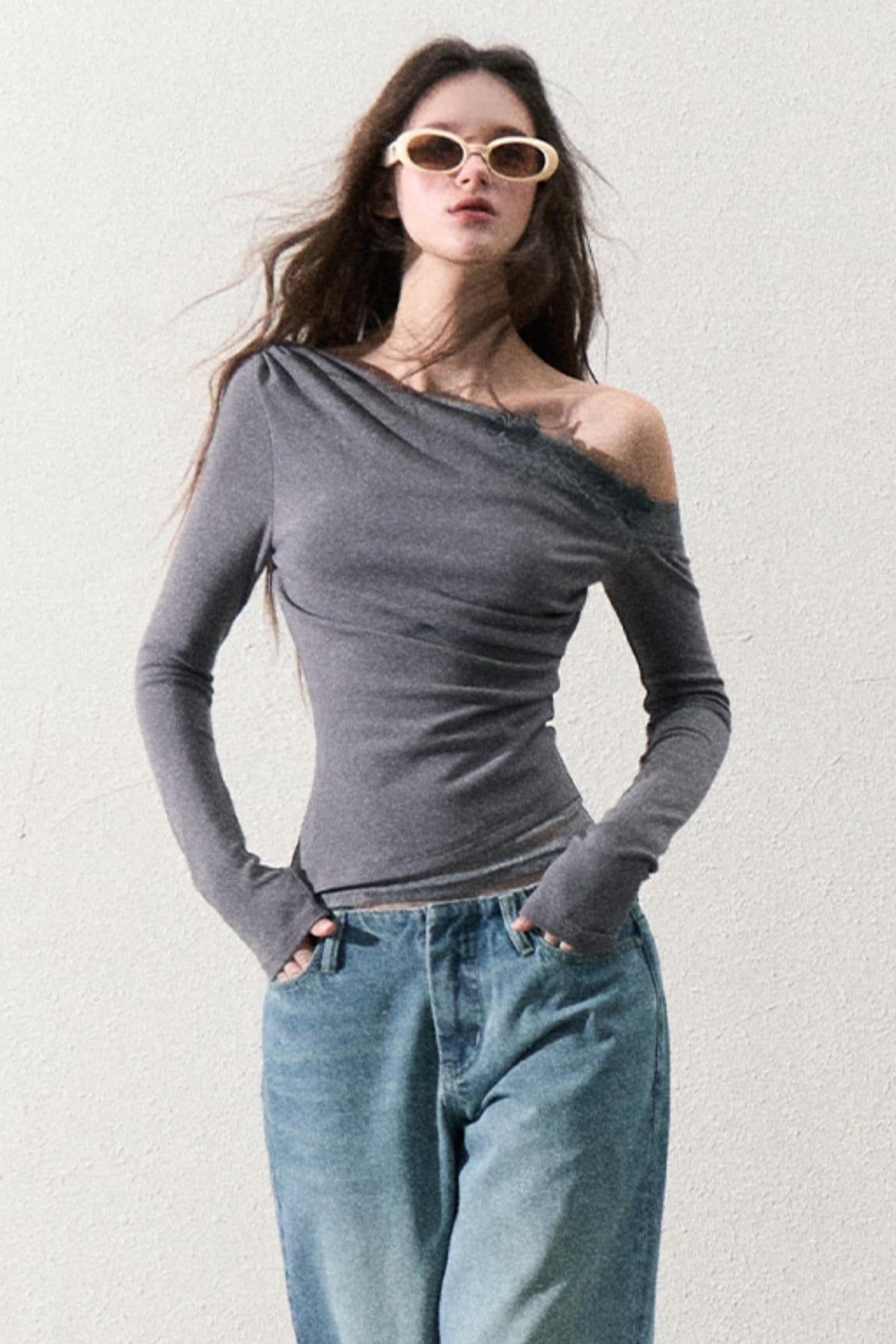 Elegant One-Shoulder Tops Set-Up