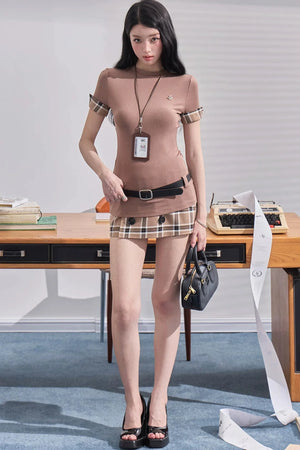 Elegant Plaid Two-Piece Set-Up