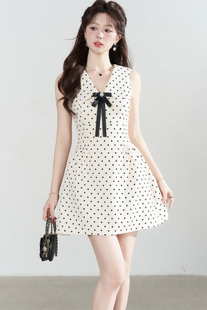 Elegant Polka Dot A-Line Dress
