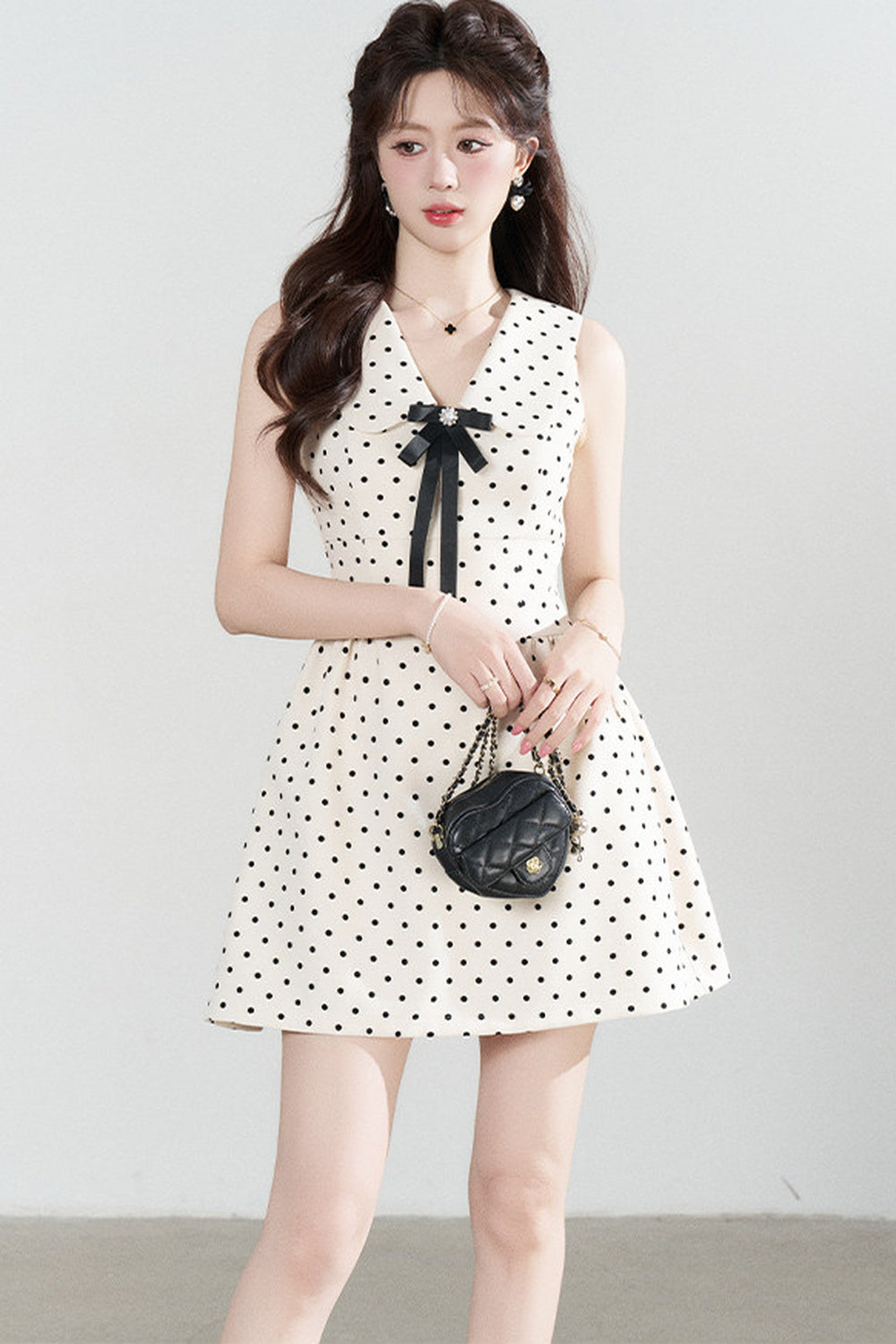 Elegant Polka Dot A-Line Dress