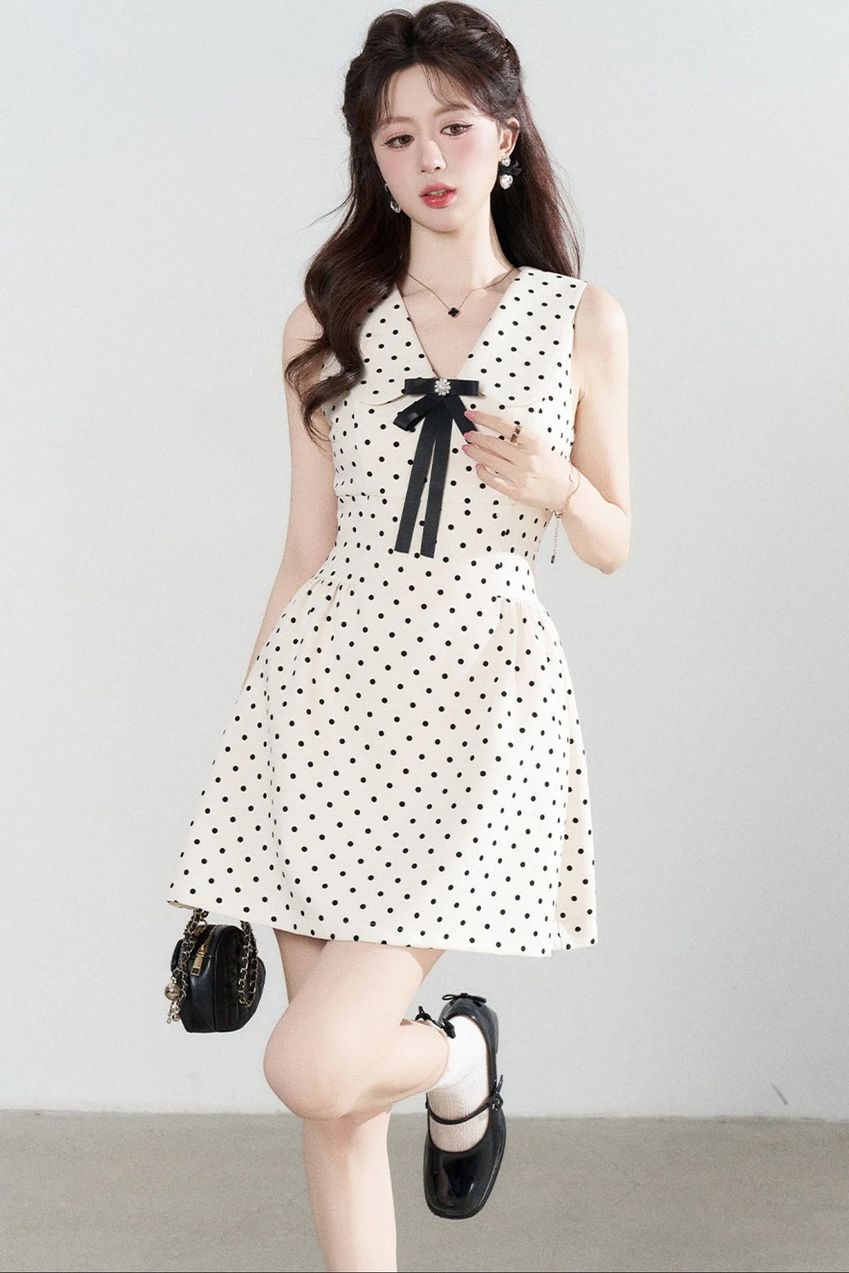 Elegant Polka Dot A-Line Dress