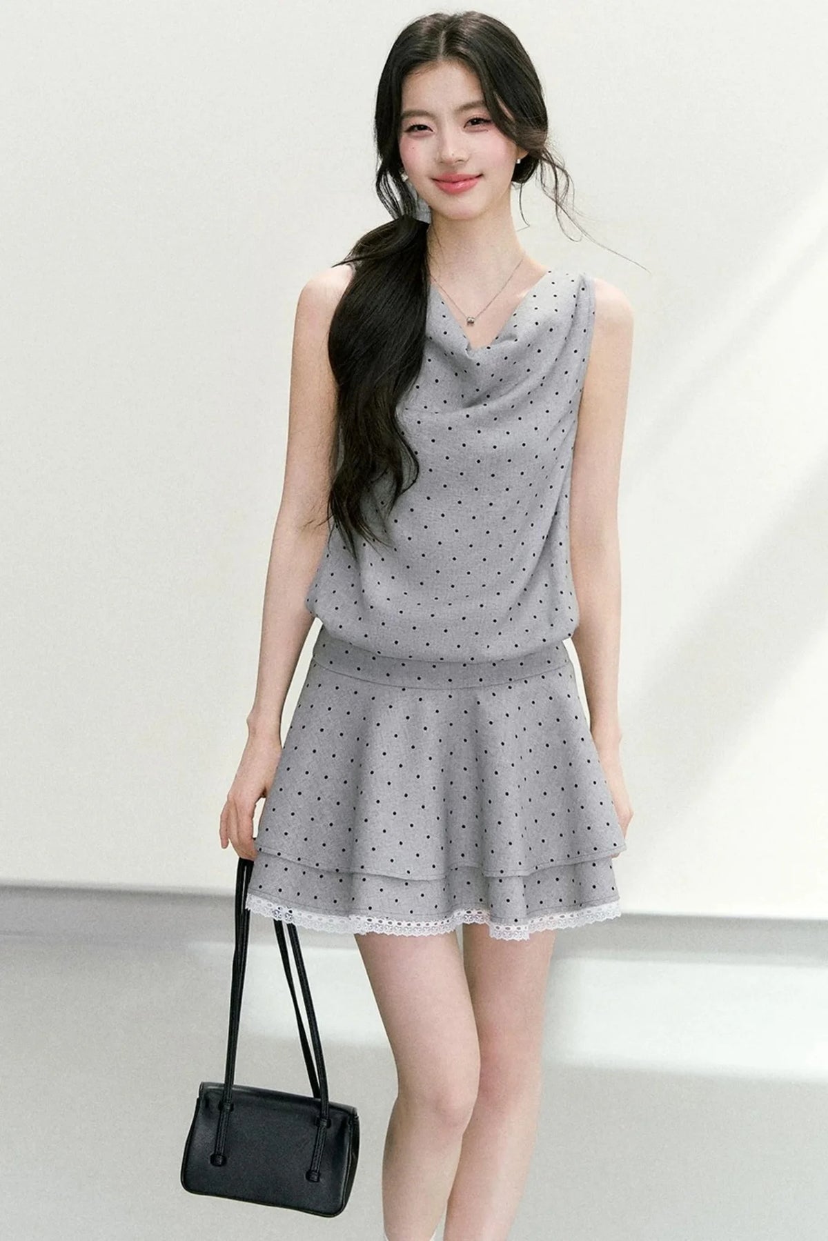 Elegant Polka Dot Tiered Dress