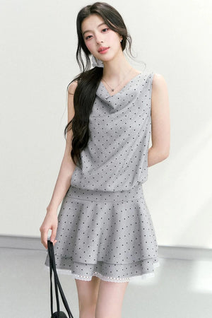 Elegant Polka Dot Tiered Dress