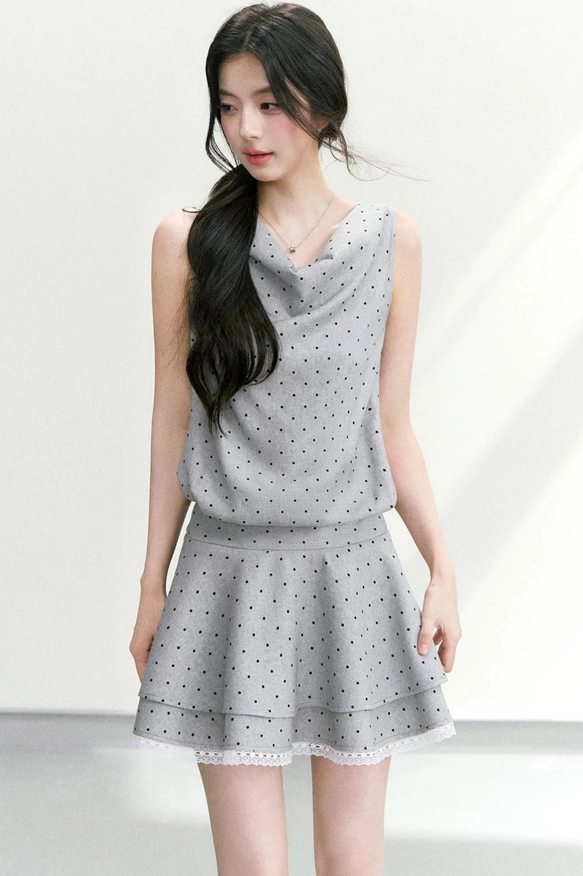 Elegant Polka Dot Tiered Dress
