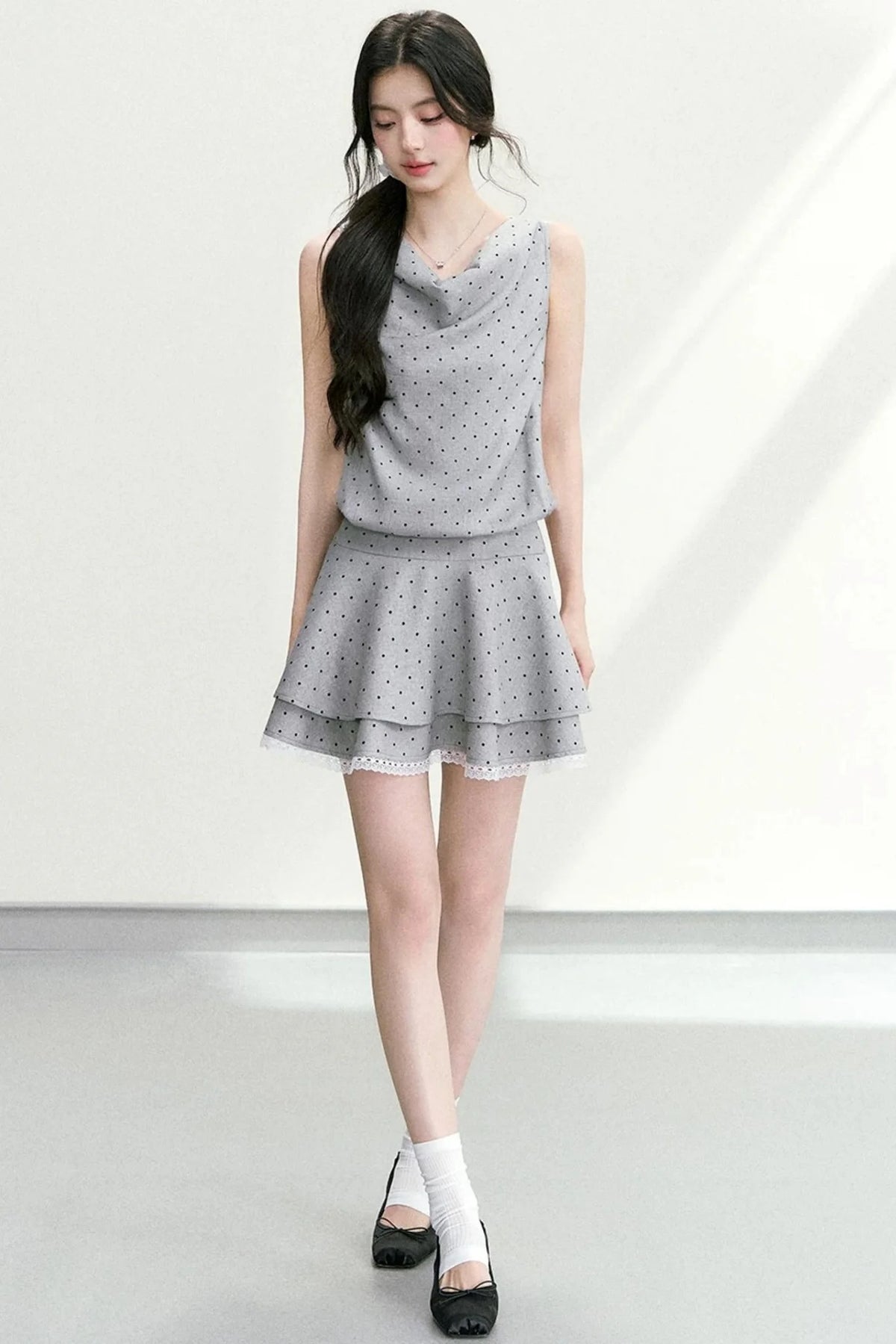 Elegant Polka Dot Tiered Dress
