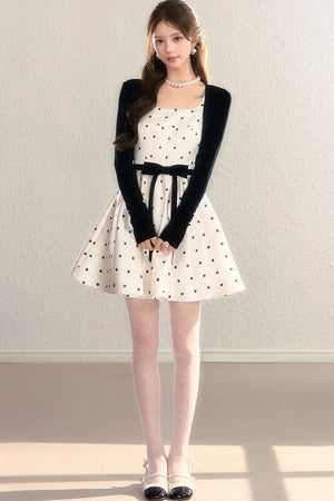 Elegant Polka Dot Waist Dress