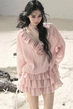 Elegant Ruffled Summer Dress Set