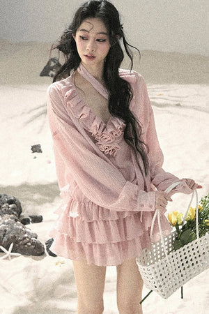 Elegant Ruffled Summer Dress Set
