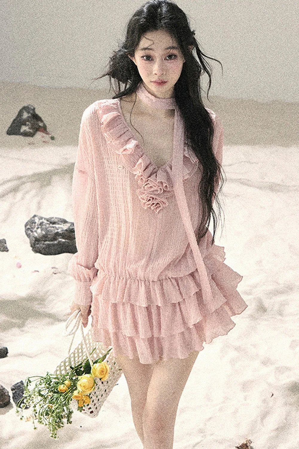 Elegant Ruffled Summer Dress Set