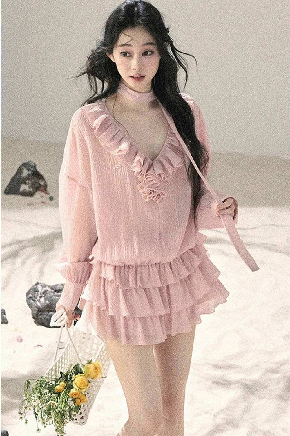 Elegant Ruffled Summer Dress Set