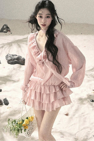 Elegant Ruffled Summer Dress Set