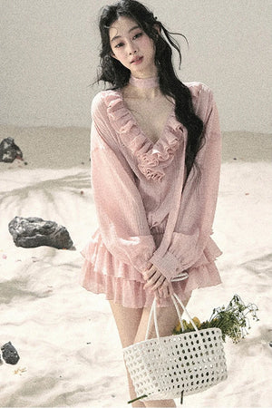 Elegant Ruffled Summer Dress Set