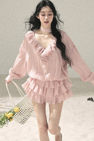 Elegant Ruffled Summer Dress Set