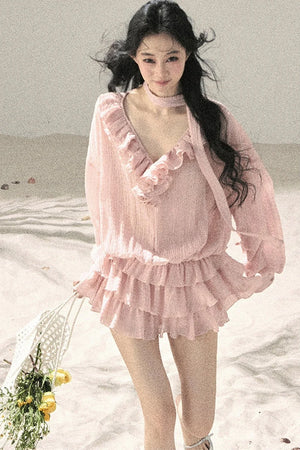 Elegant Ruffled Summer Dress Set