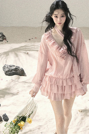 Elegant Ruffled Summer Dress Set