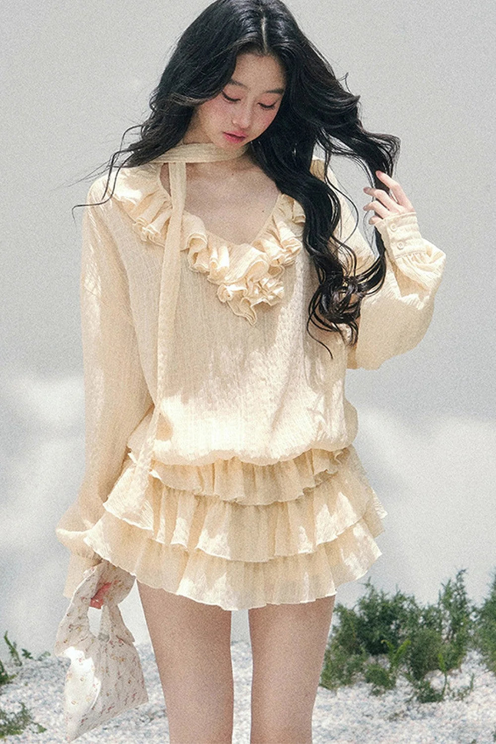 Elegant Ruffled Summer Dress Set