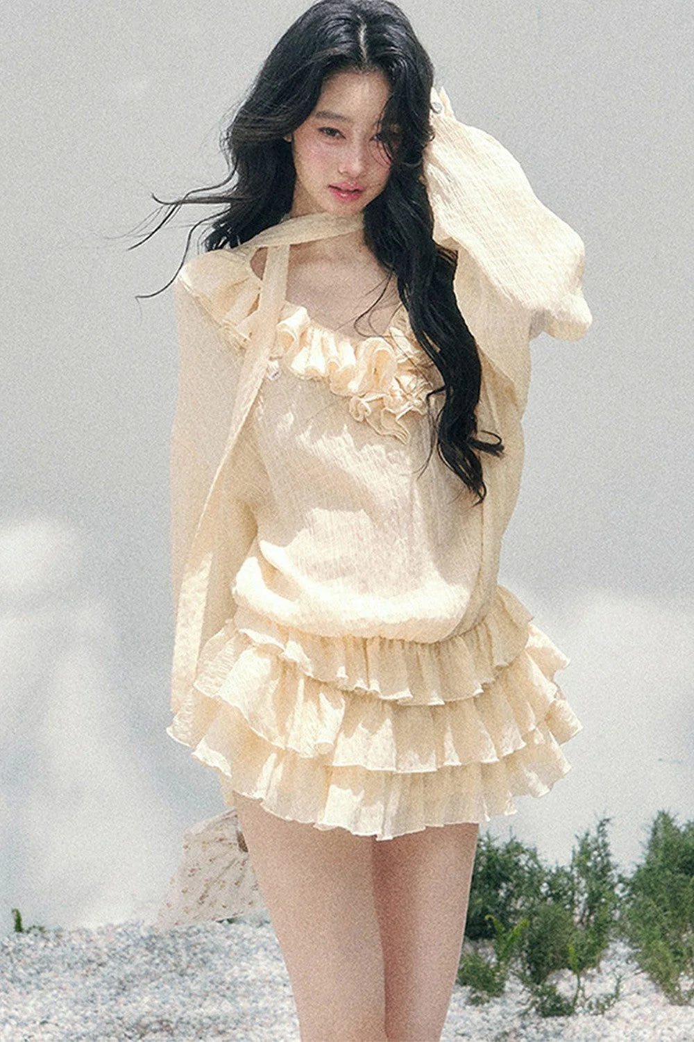 Elegant Ruffled Summer Dress Set