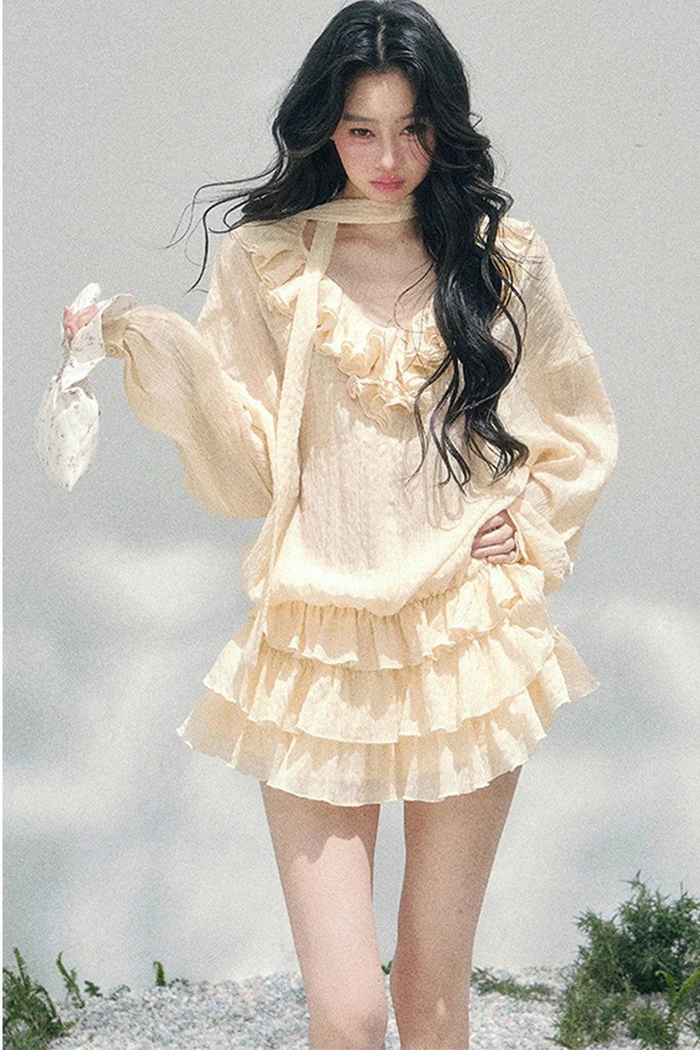 Elegant Ruffled Summer Dress Set