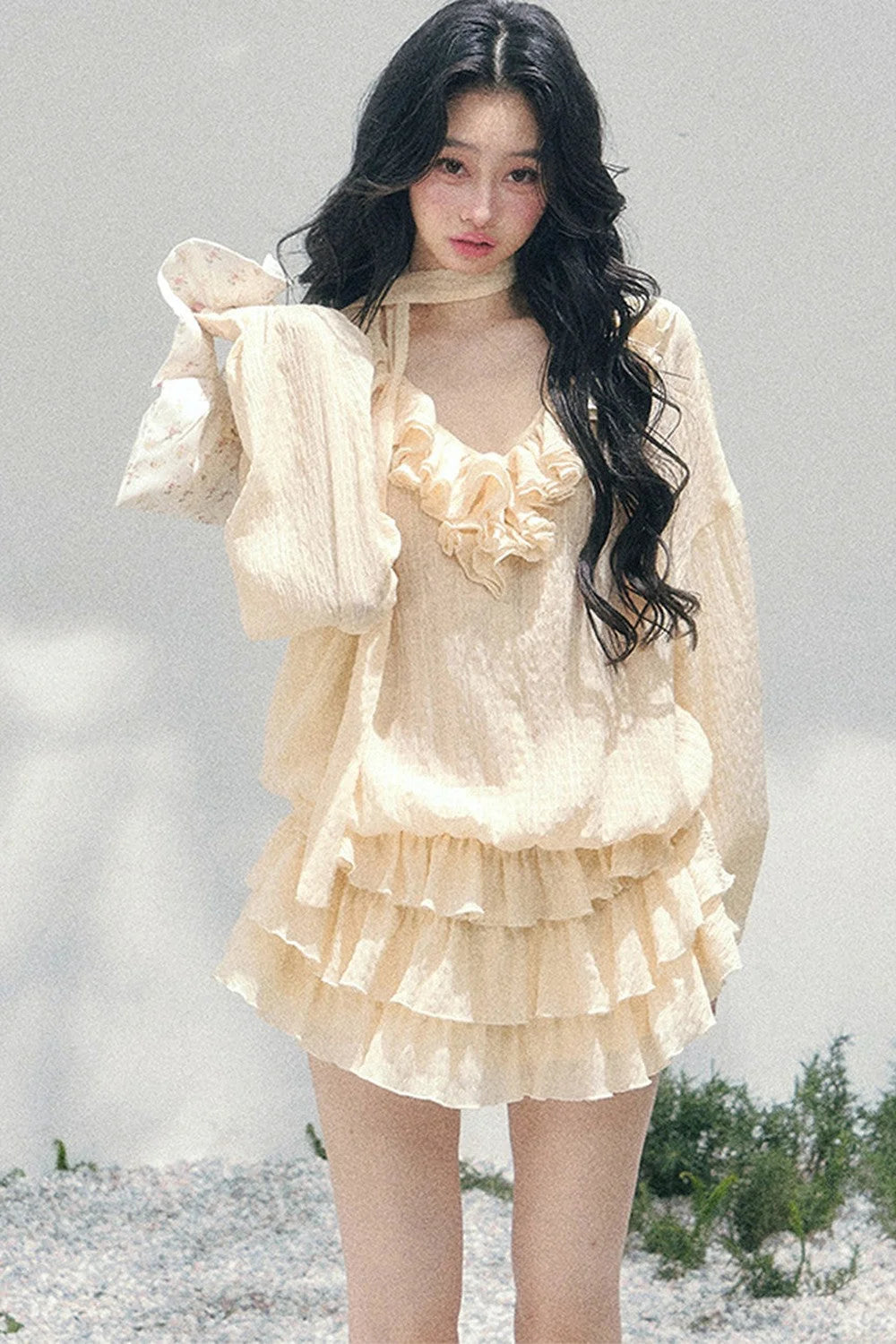 Elegant Ruffled Summer Dress Set