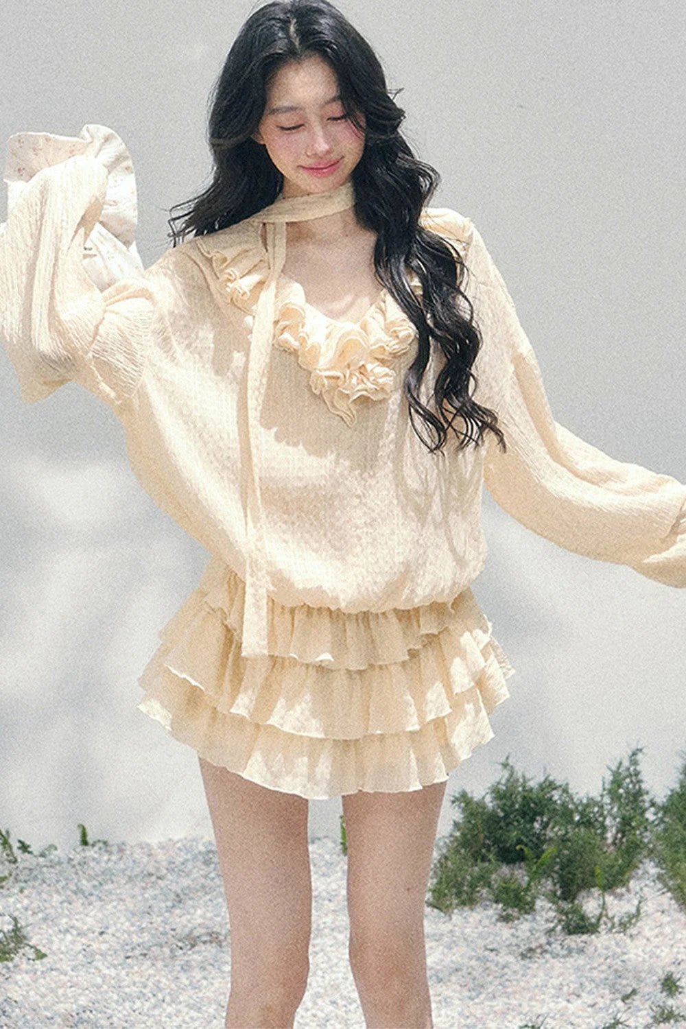 Elegant Ruffled Summer Dress Set
