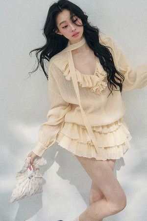 Elegant Ruffled Summer Dress Set