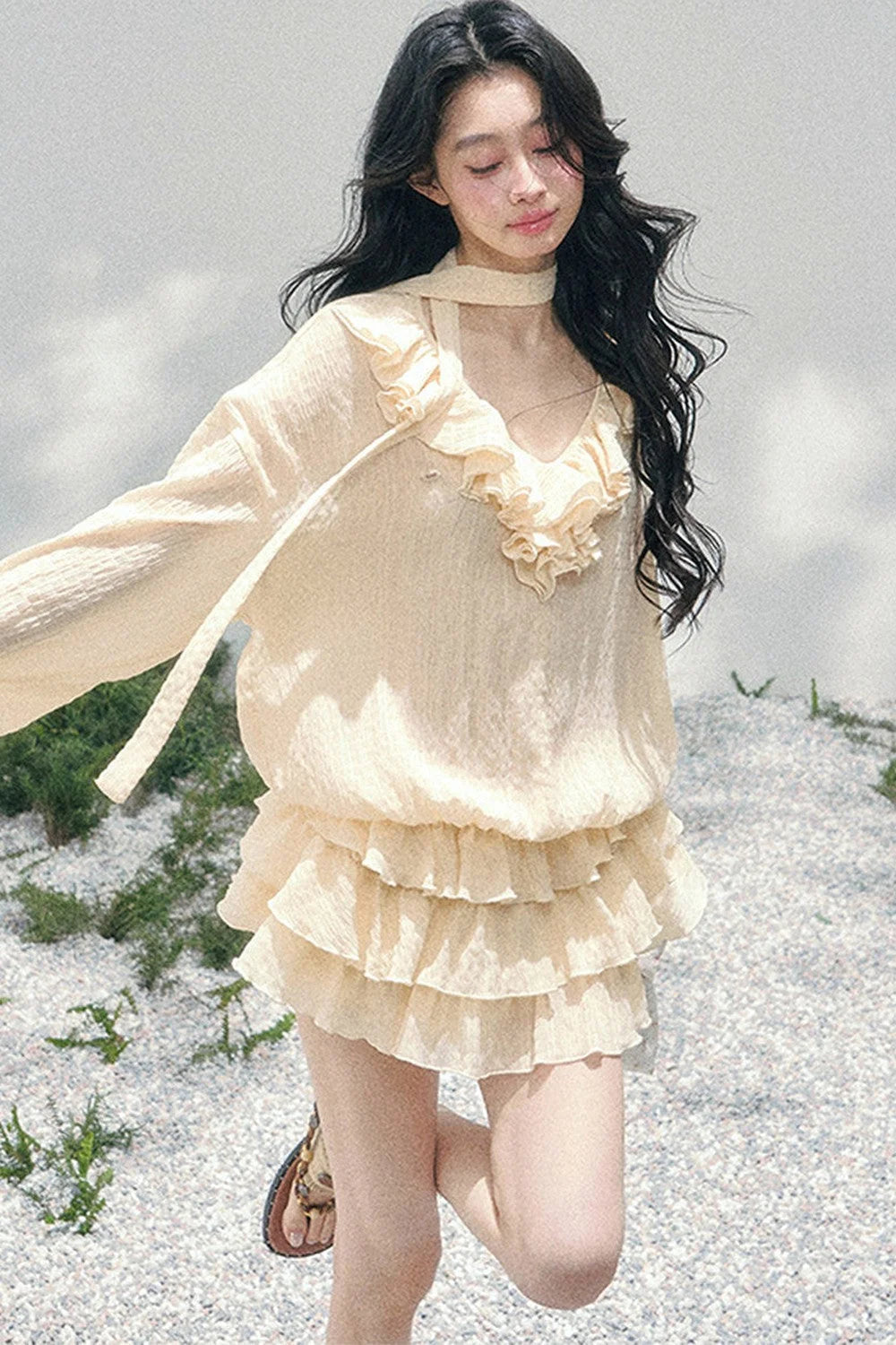 Elegant Ruffled Summer Dress Set