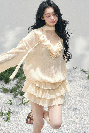 Elegant Ruffled Summer Dress Set
