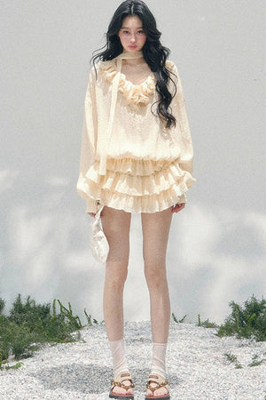 Elegant Ruffled Summer Dress Set