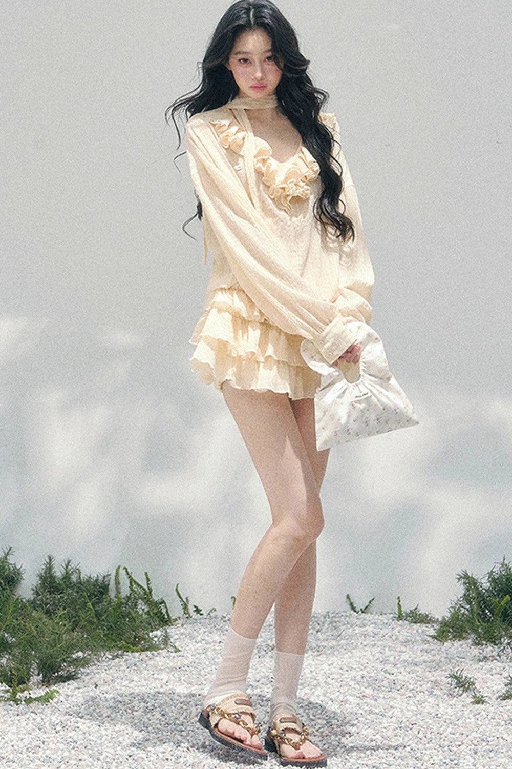 Elegant Ruffled Summer Dress Set