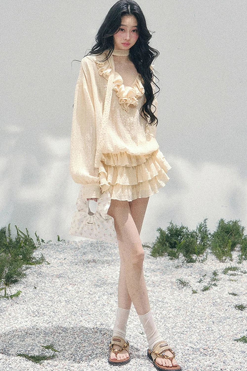 Elegant Ruffled Summer Dress Set