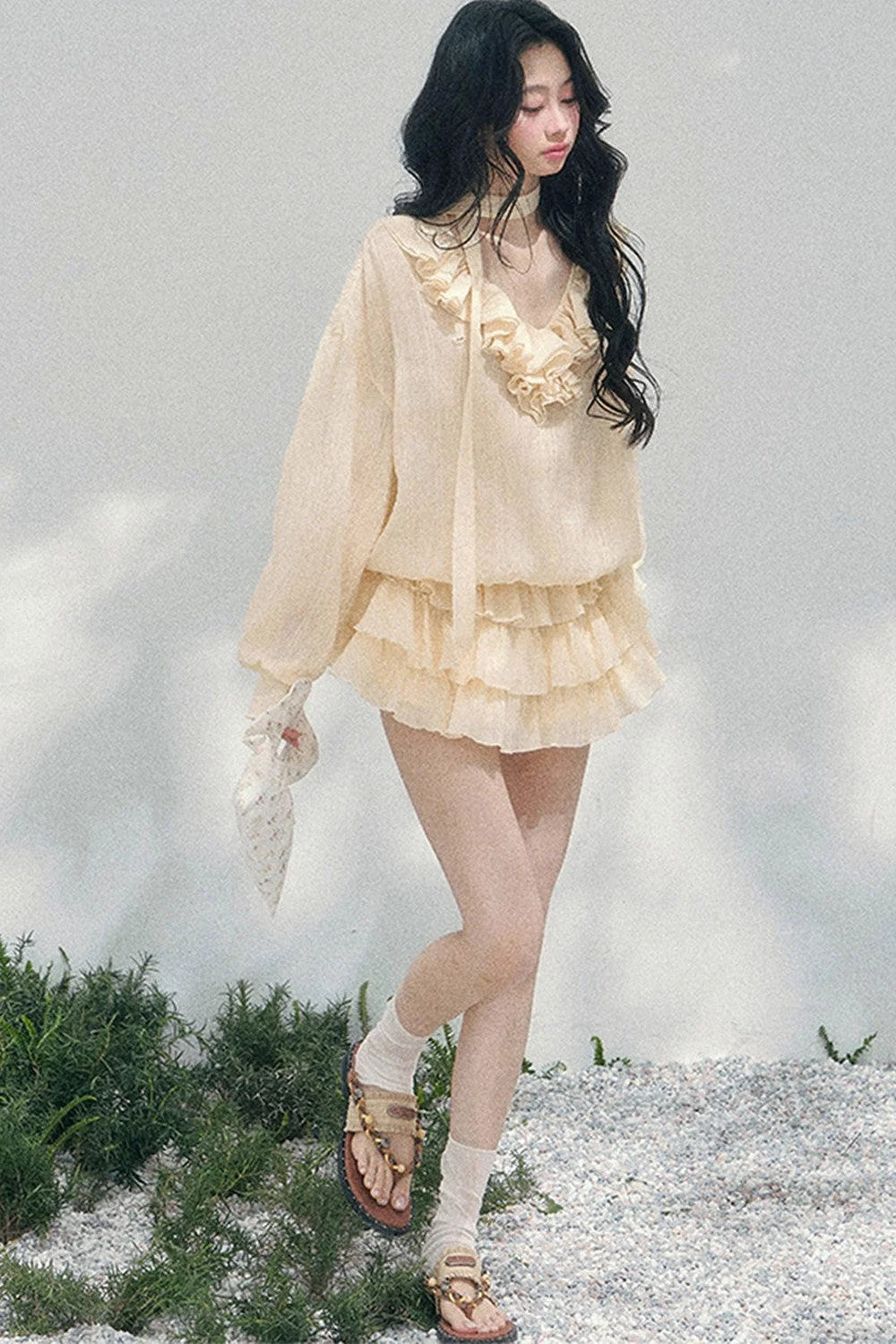 Elegant Ruffled Summer Dress Set