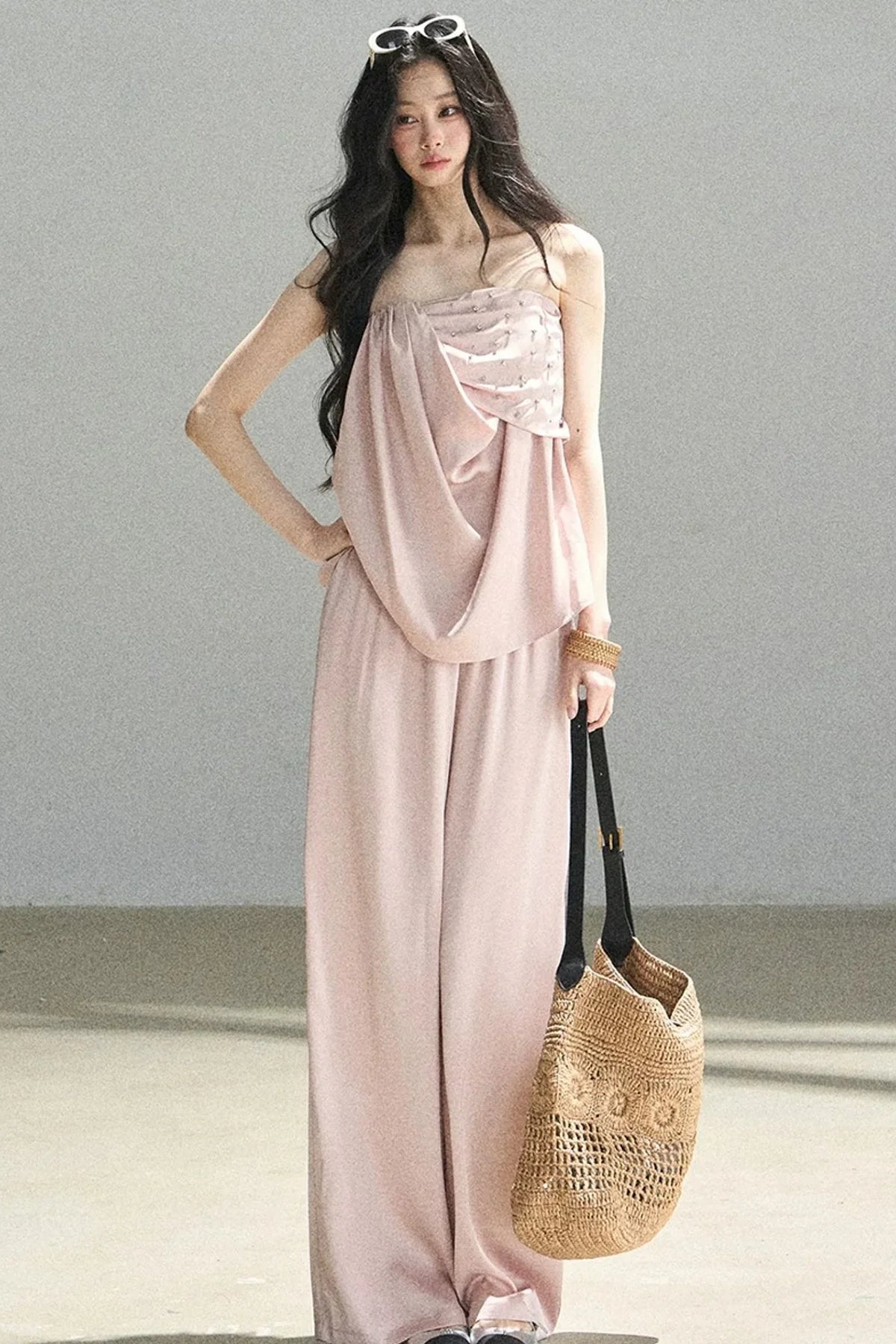 Elegant Satin Two-Piece Set-Up