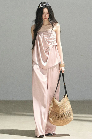 Elegant Satin Two-Piece Set-Up
