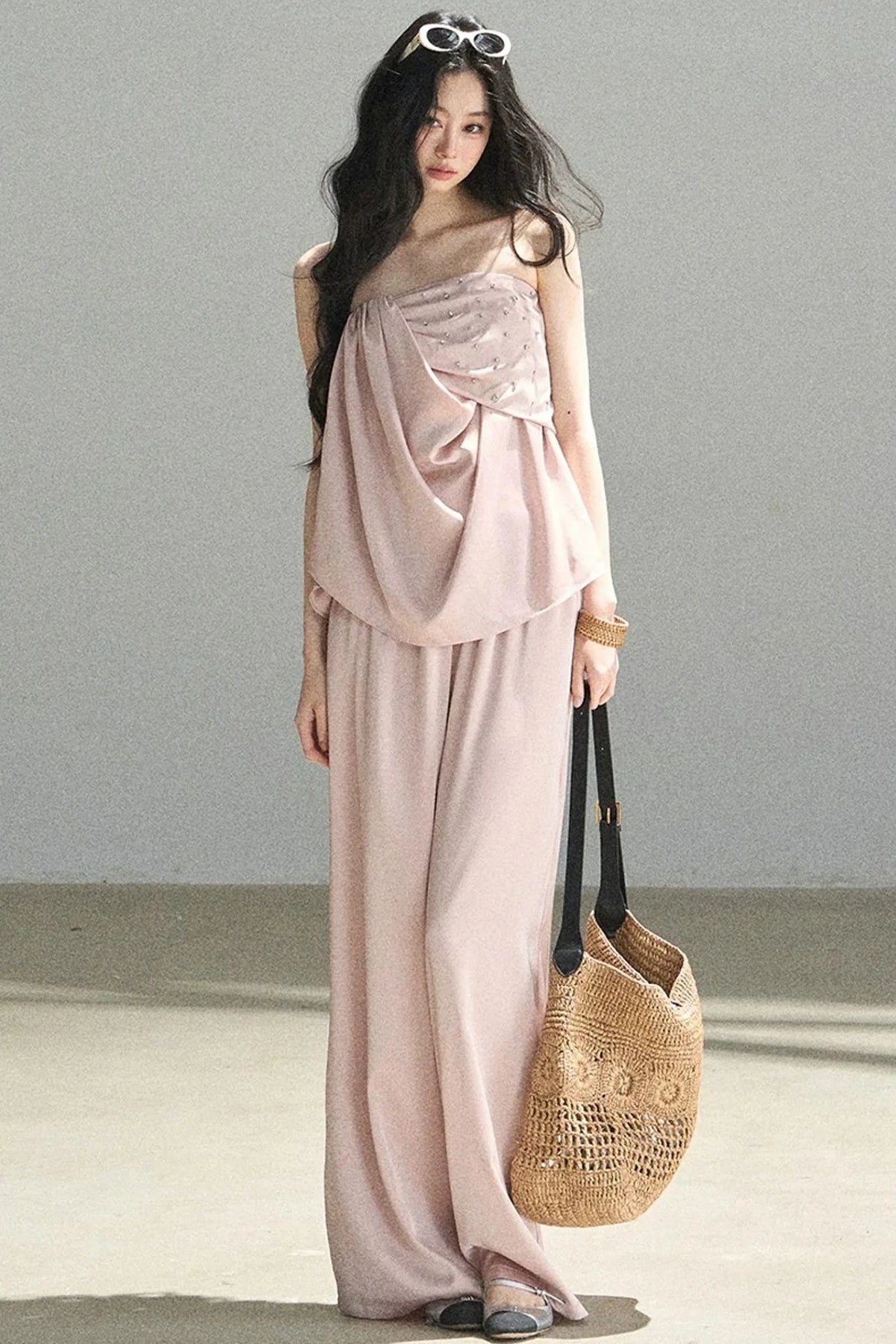 Elegant Satin Two-Piece Set-Up