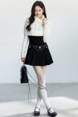 Elegant Tweed Pleated Dress