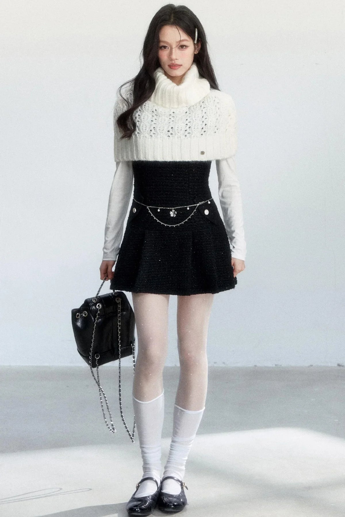 Elegant Tweed Pleated Dress