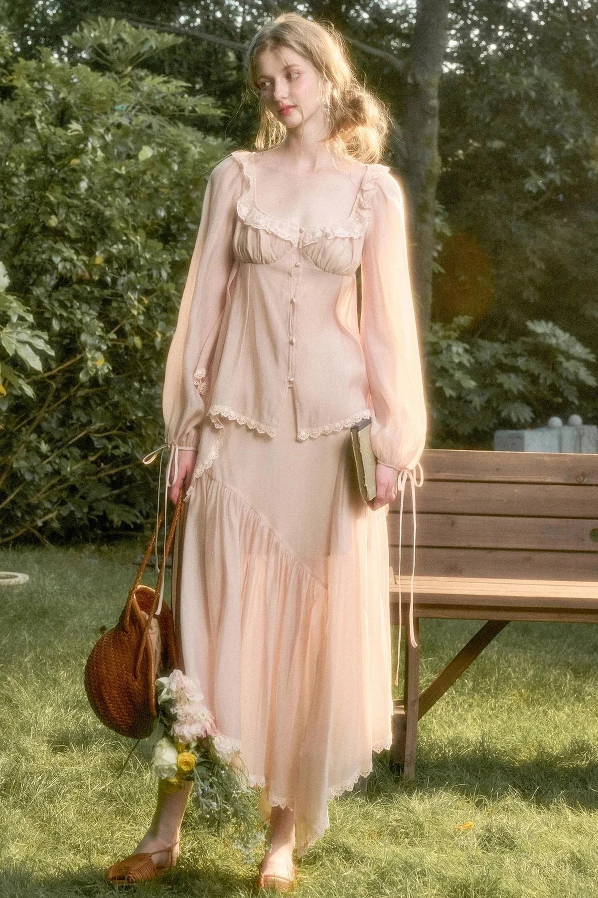 Elegant Vintage Tencel Air Fabric Two-Piece Set-Up