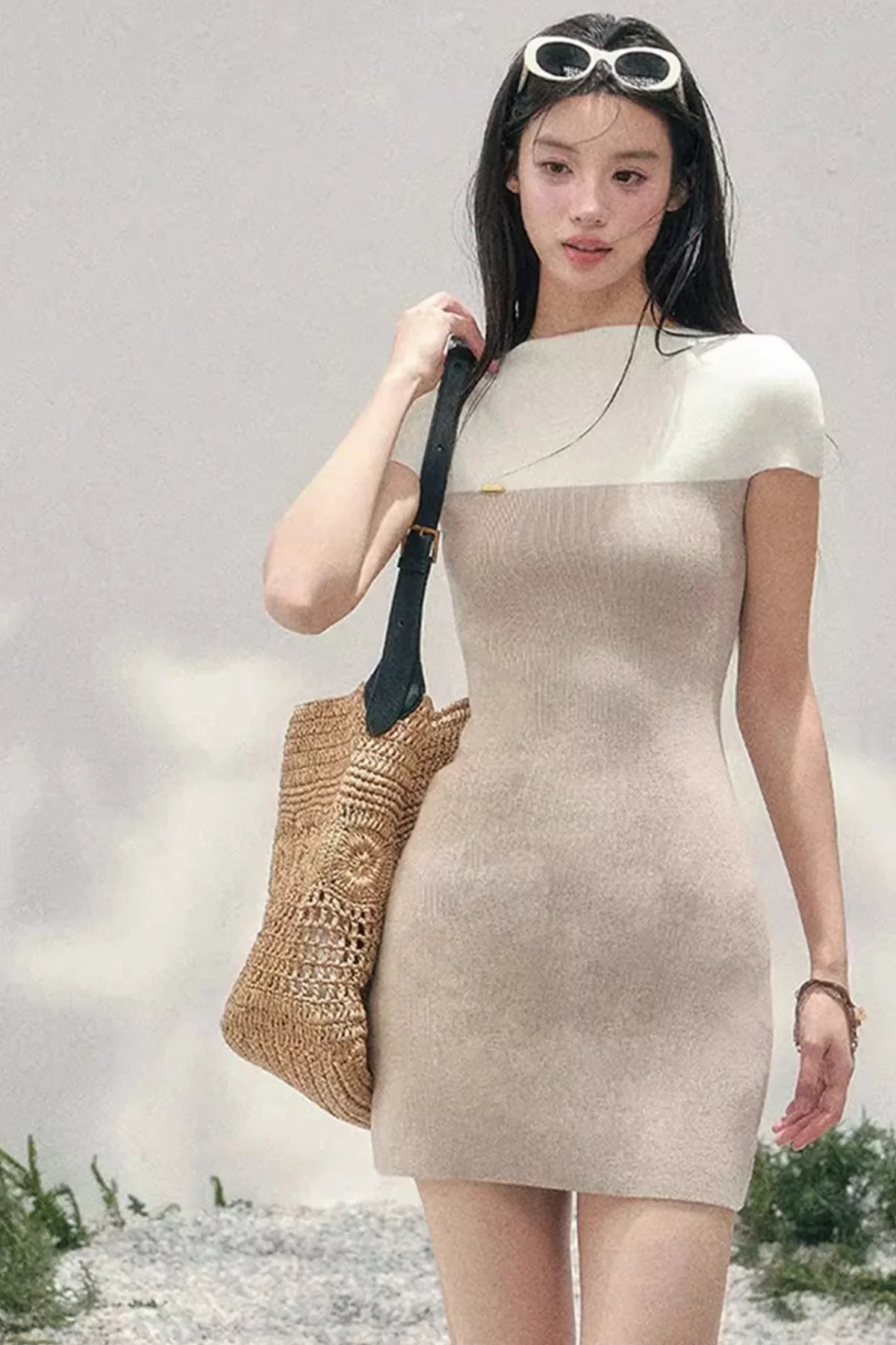 Elegant White Knit Dress