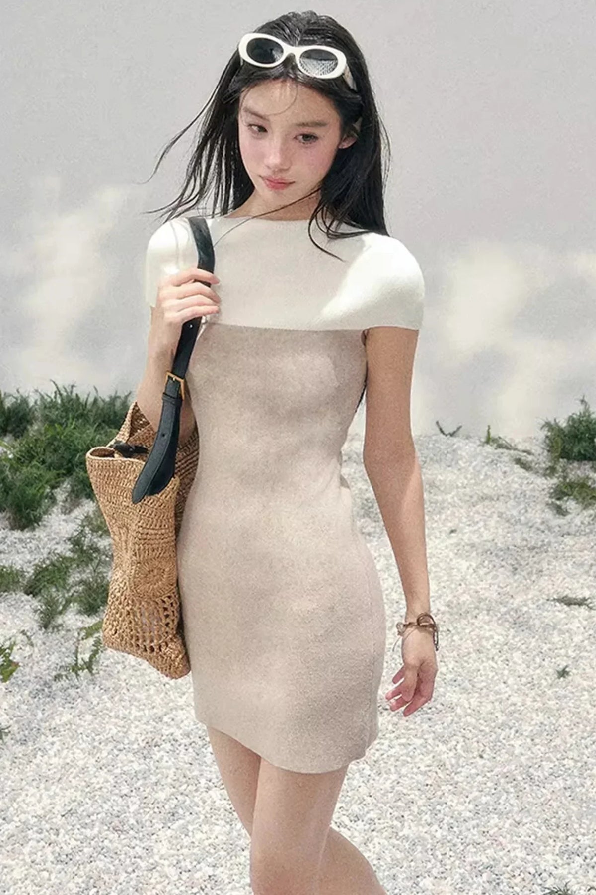 Elegant White Knit Dress