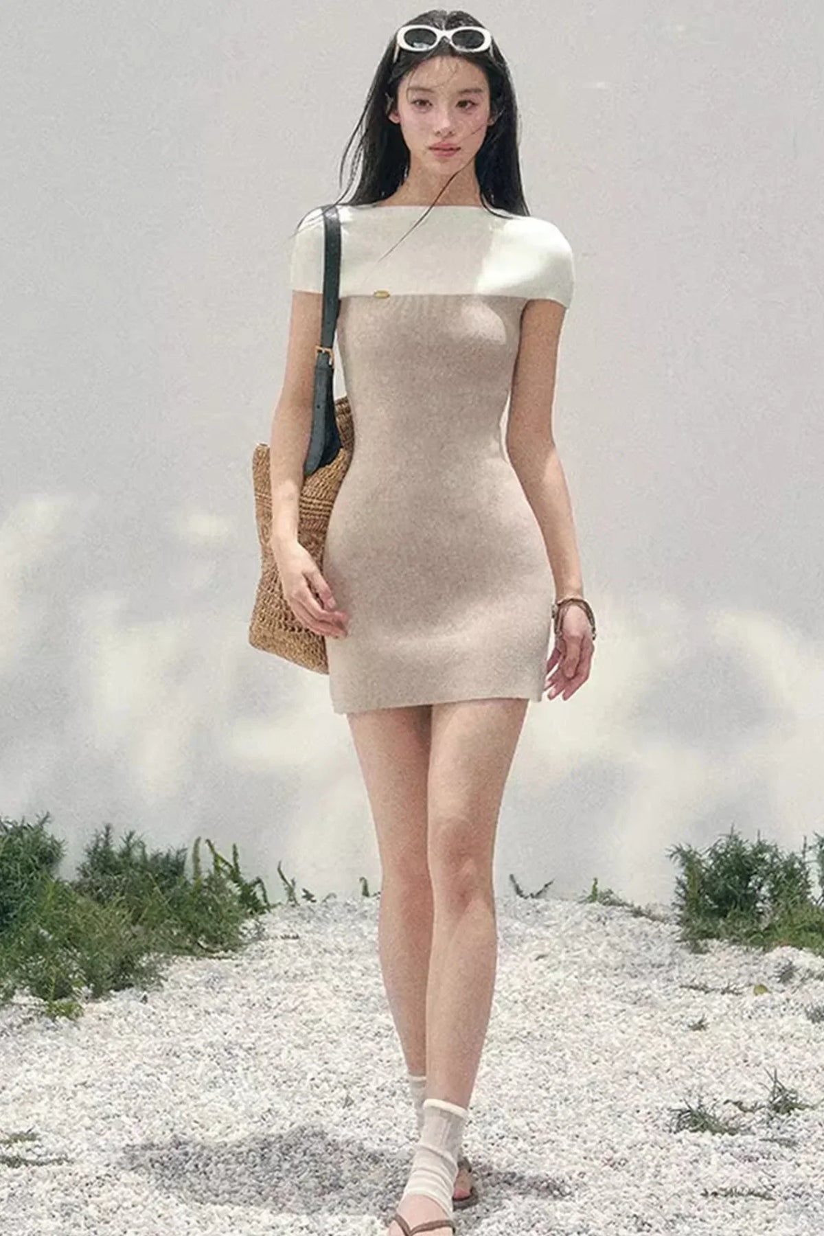 Elegant White Knit Dress