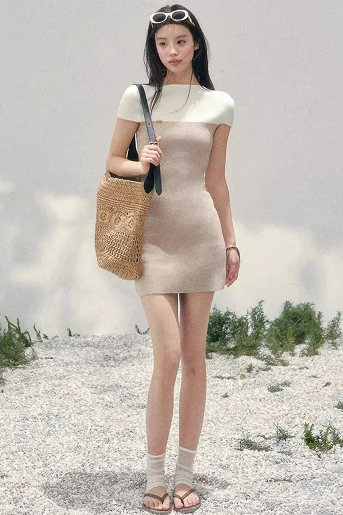 Elegant White Knit Dress