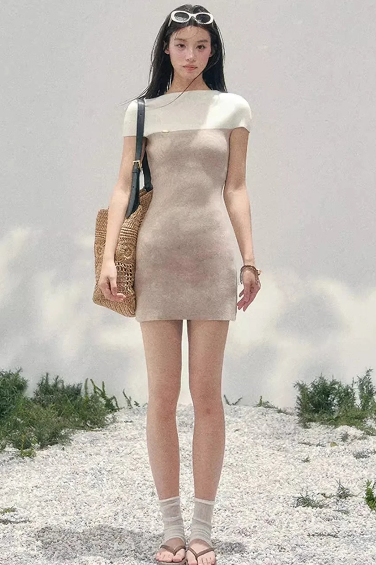 Elegant White Knit Dress
