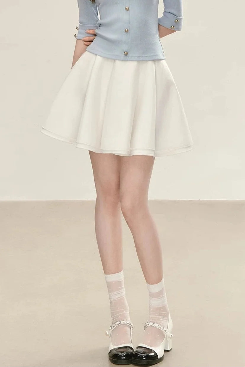 Elegant White Pleated Skirt