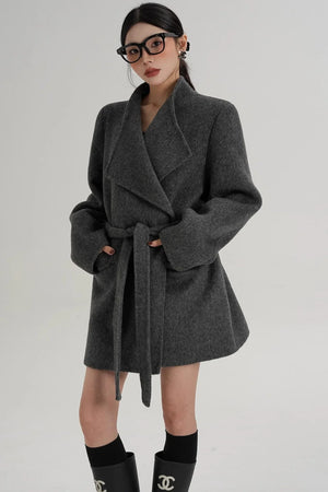 Elegant Wool Bathrobe Coat