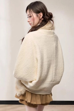 Elegant Wool Batwing Coat