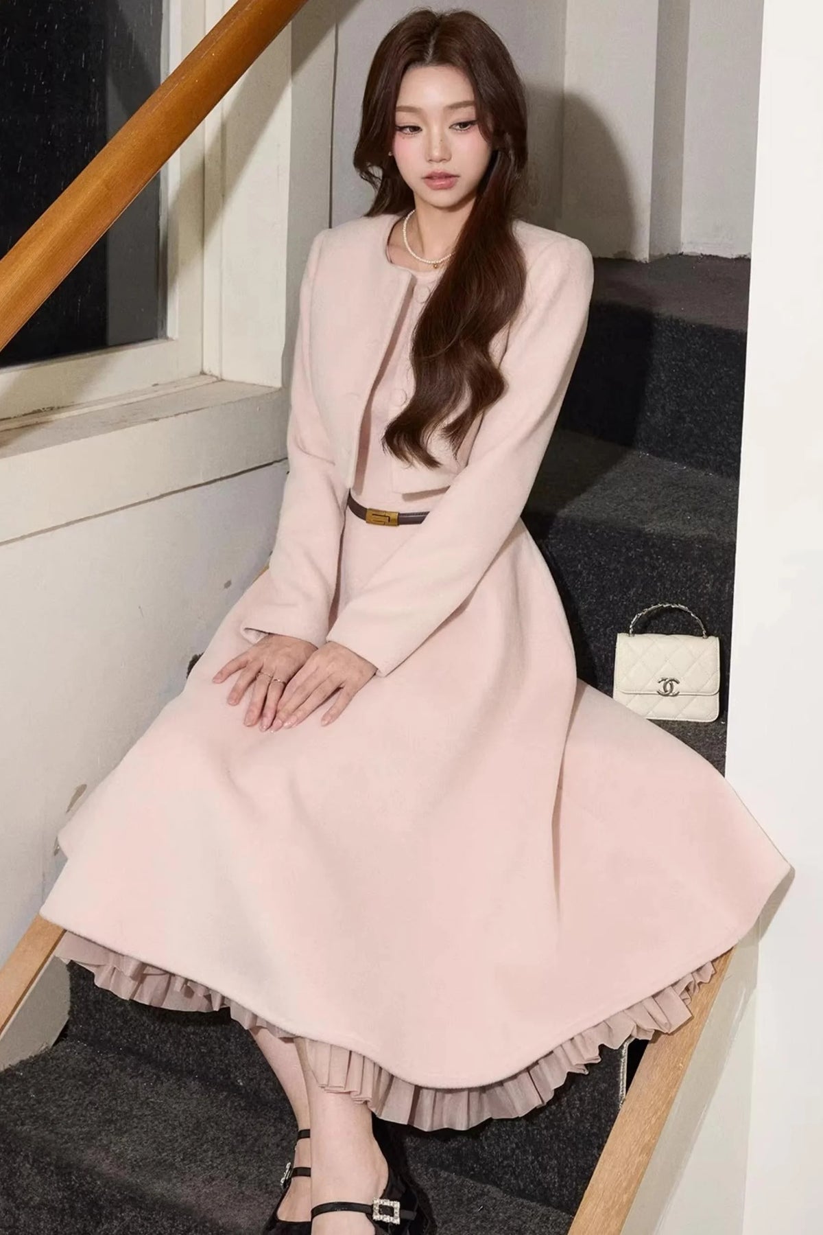 Elegant Wool Dress Short Coat Set-Up